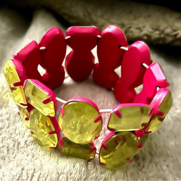 H&M pink enamel & yellow rhinestone  elastic bracelet 🩷💛 - Picture 6 of 6